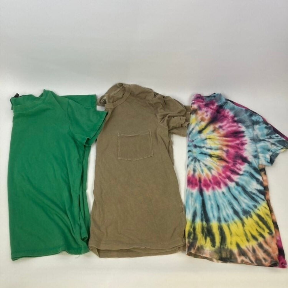 Short Sleeve Crop Tee Tie Dye Bundle M L Grunge Green Pocket Shirt Lot 90s Style